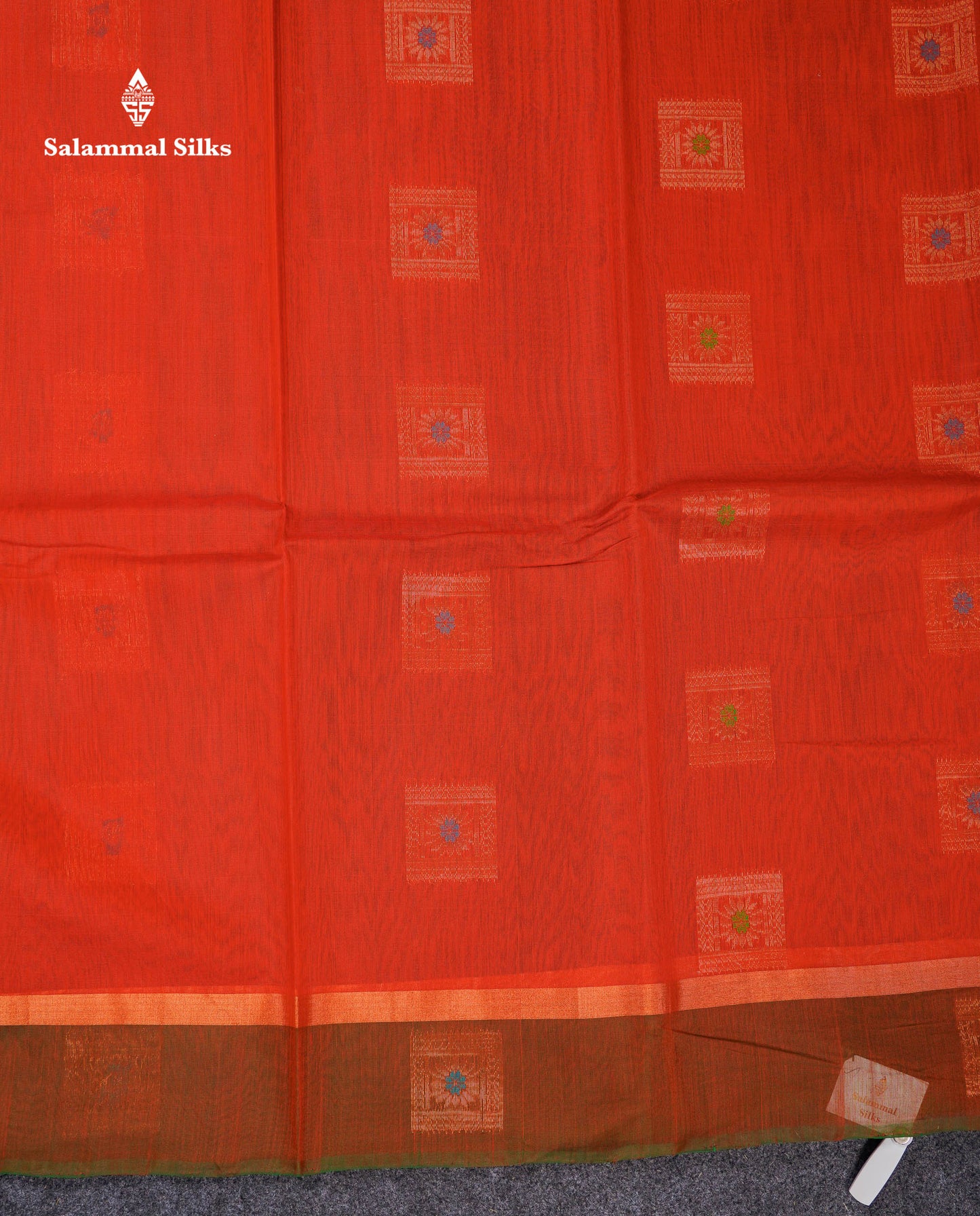 Beautiful Rust Orange Menakari Work SICO Cotton Saree With Contrast Bottle Green Blouse