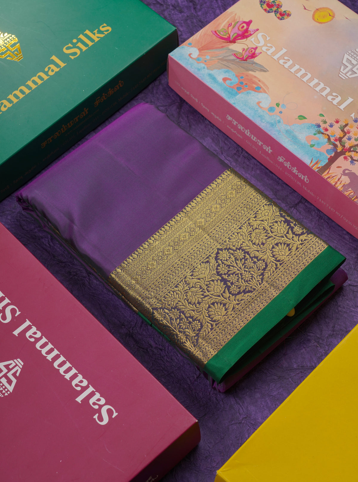Beautiful Dual Tone Violet Plain Pure Kanjivaram Silk Saree With Traditional Border