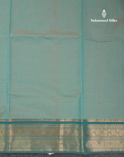Beautiful Light Brown Small Checks Pure Cotton Saree With Contrast Black Traditional Border