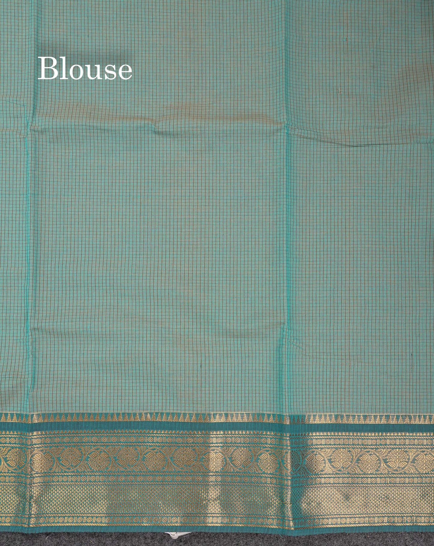 Beautiful Light Brown Small Checks Pure Cotton Saree With Contrast Black Traditional Border