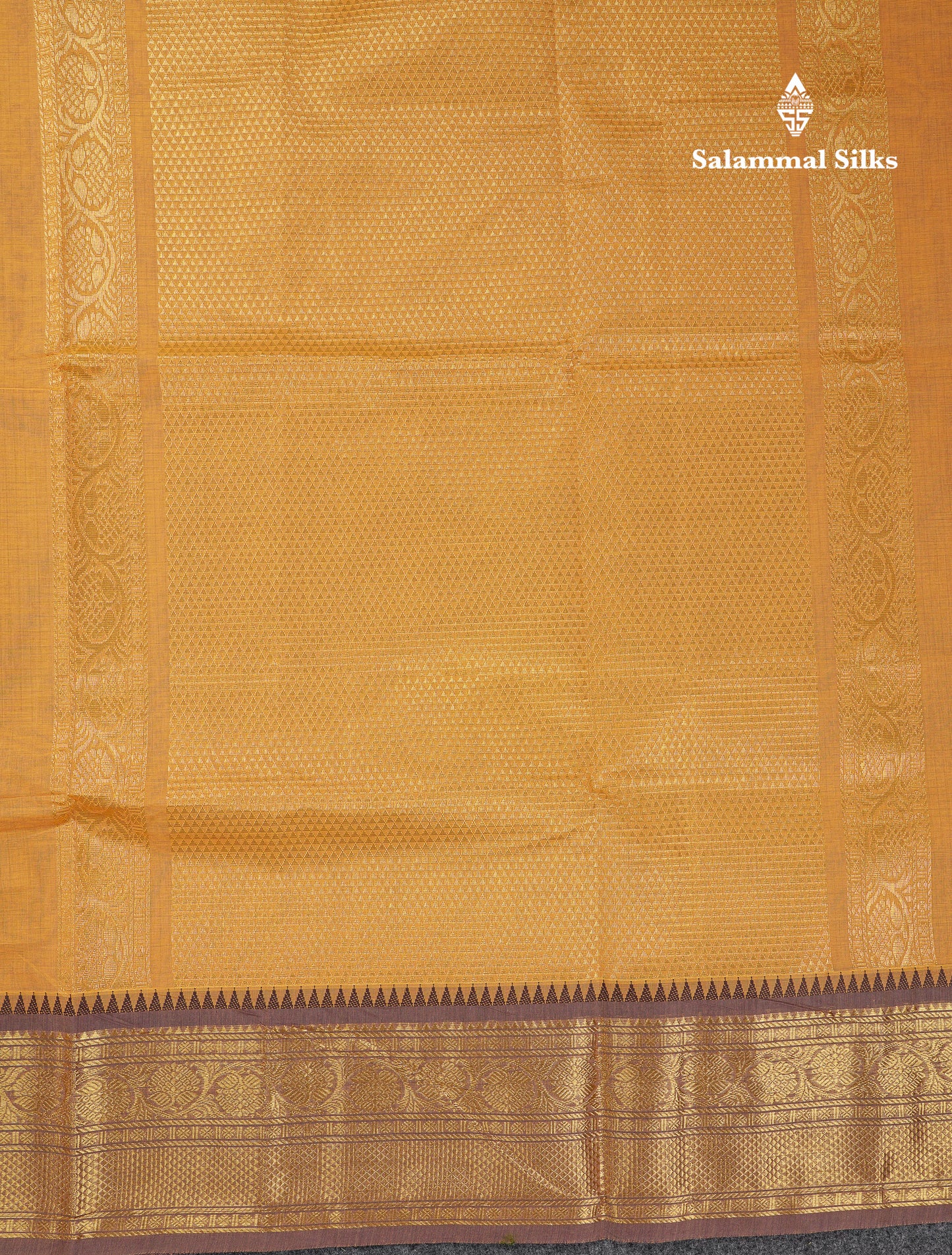 Beautiful Light Brown Small Checks Pure Cotton Saree With Contrast Black Traditional Border