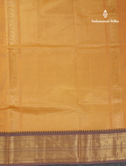 Beautiful Light Brown Small Checks Pure Cotton Saree With Contrast Black Traditional Border