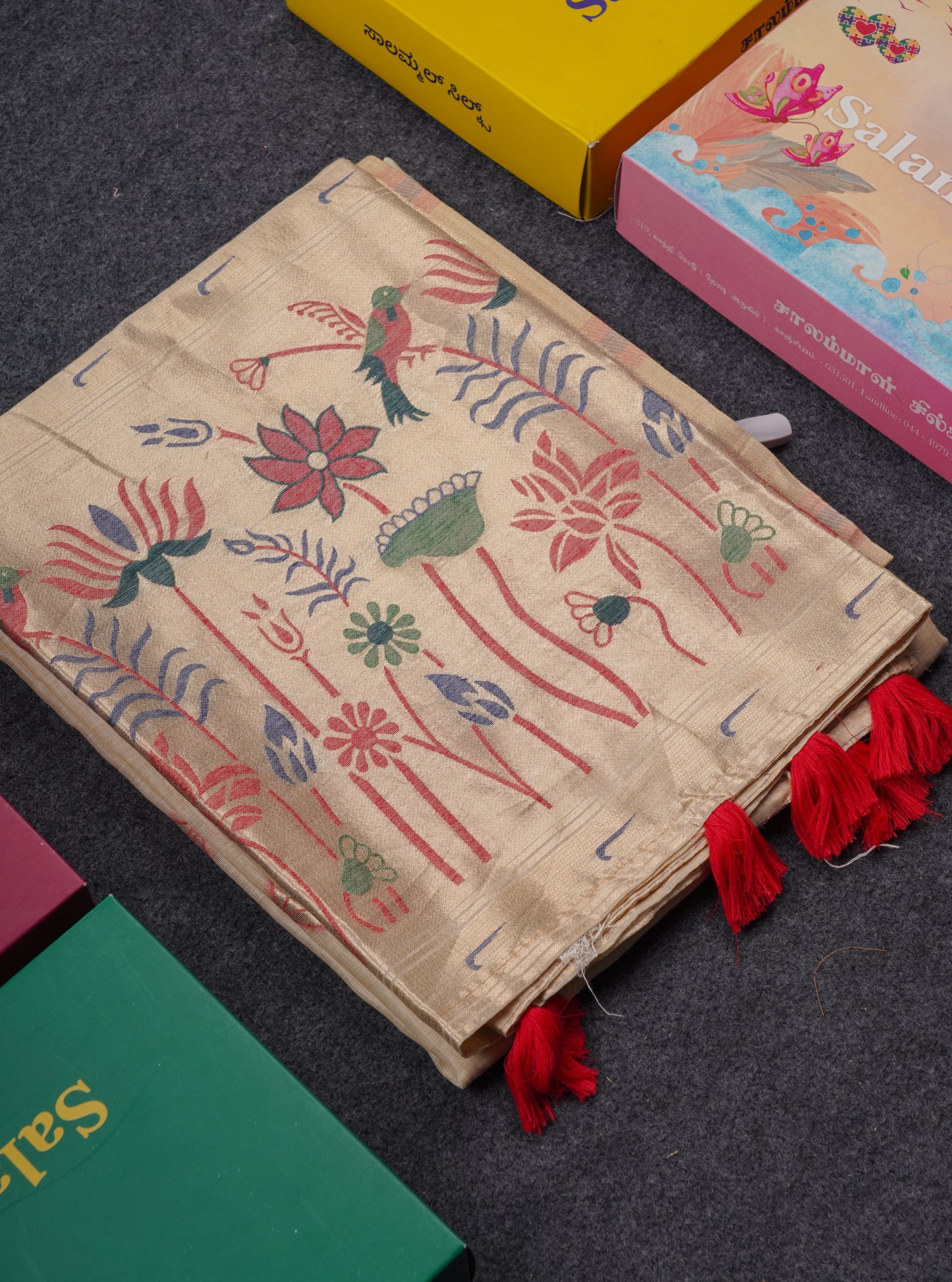 Beautiful Onion Pink Menakari Work Muga Cotton Saree With Fancy Border