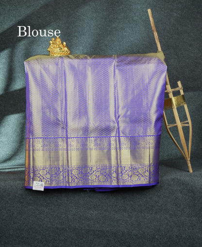 Pure Silk Pattu Pavadai Tissue (Gold) With Violet Blouse 44"