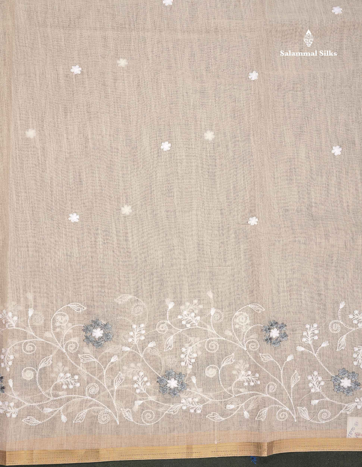 Linen Mix Saree - Light Beige Colour Body With Fancy Embroidery Border