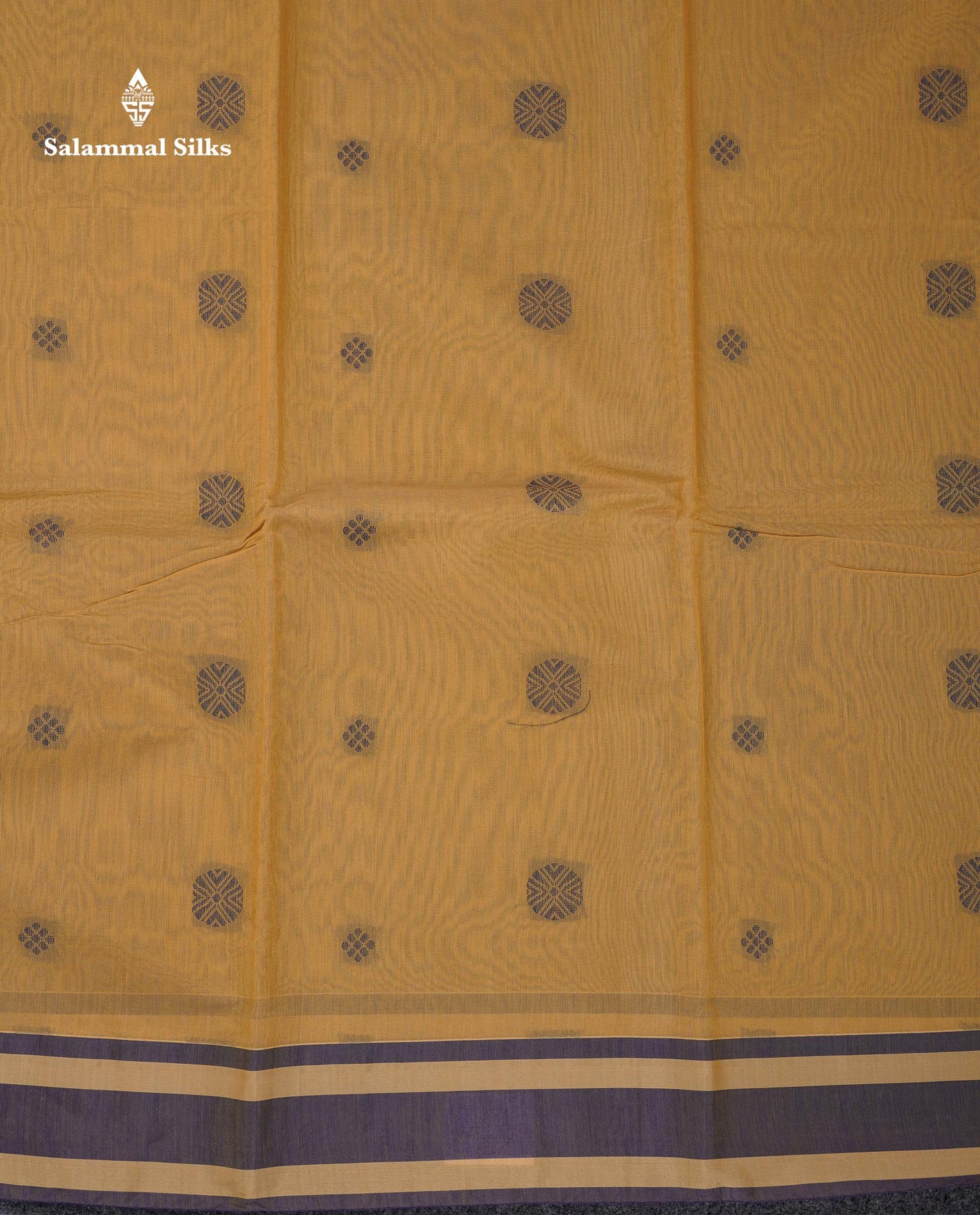 Beautiful Dark Sandal Thread Work Kota Cotton Saree With Contrast Dual Tone Blue Border