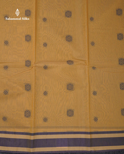 Beautiful Dark Sandal Thread Work Kota Cotton Saree With Contrast Dual Tone Blue Border