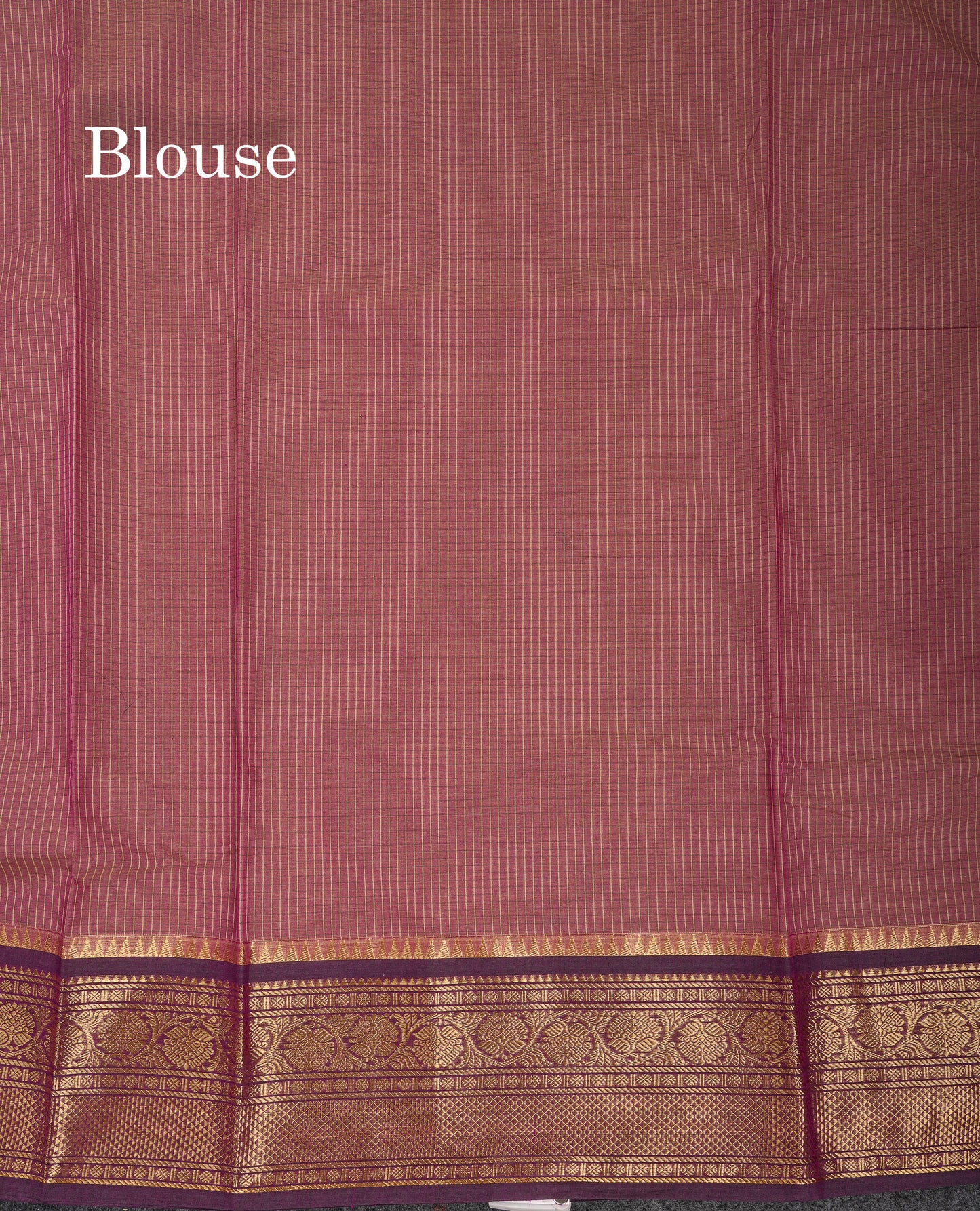 Beautiful Light Brown Small Checks Pure Cotton Saree With Contrast Black Traditional Border