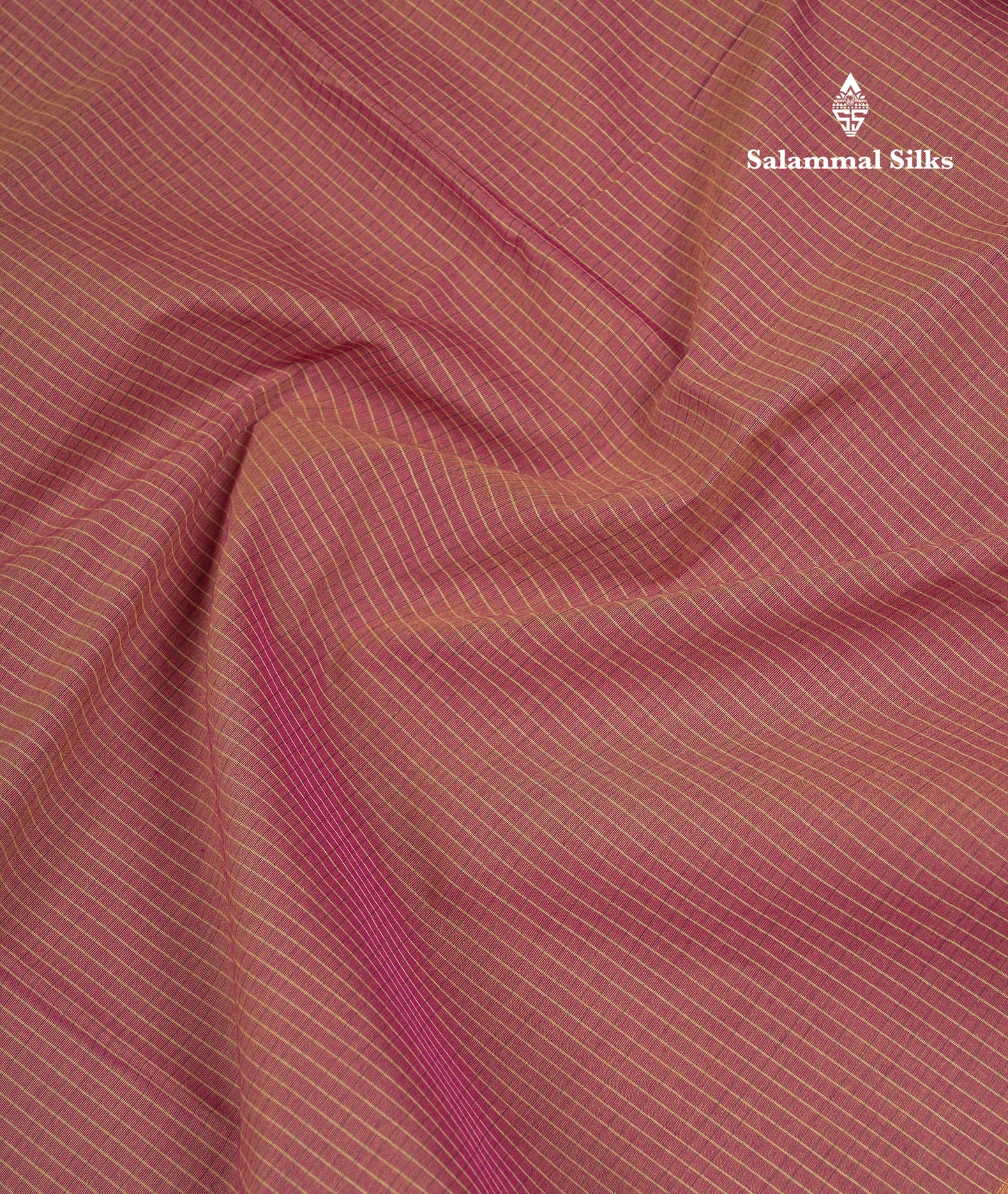 Beautiful Light Brown Small Checks Pure Cotton Saree With Contrast Black Traditional Border