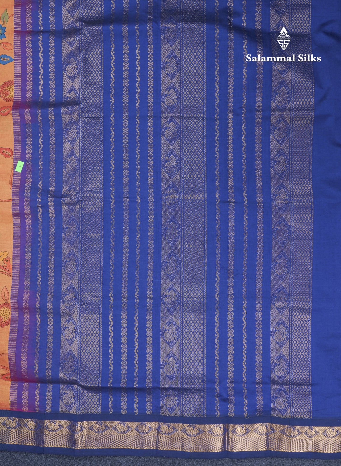 Peacock Green Pichwai Print Semi Silk Cotton Saree With Contrast Dark Brown Traditional Border