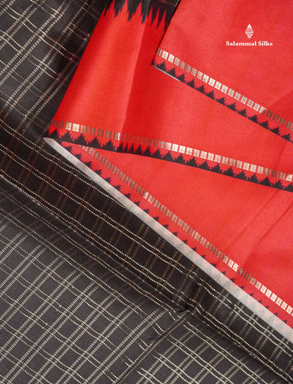 Semi Tussar Saree - Orange Colour Body With Contrast Pink Border
