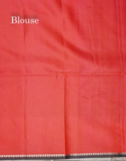 Semi Tussar Saree - Orange Colour Body With Contrast Pink Border