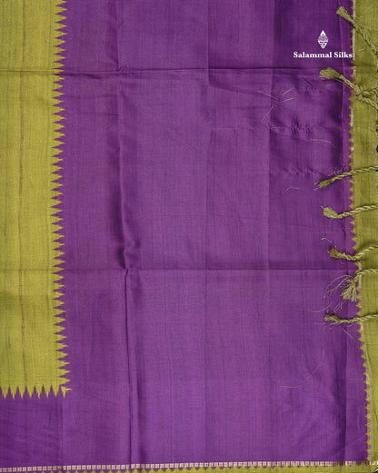 Semi Tussar Saree - Yellow Colour Body With Contrast Maroon Border