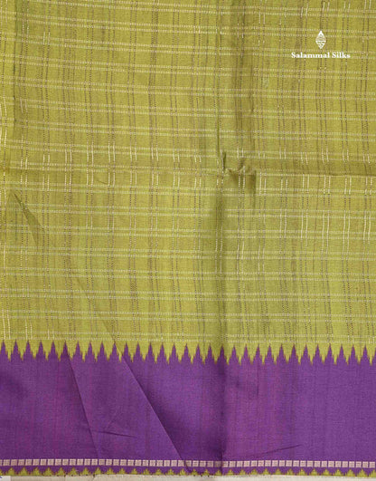 Semi Tussar Saree - Yellow Colour Body With Contrast Maroon Border
