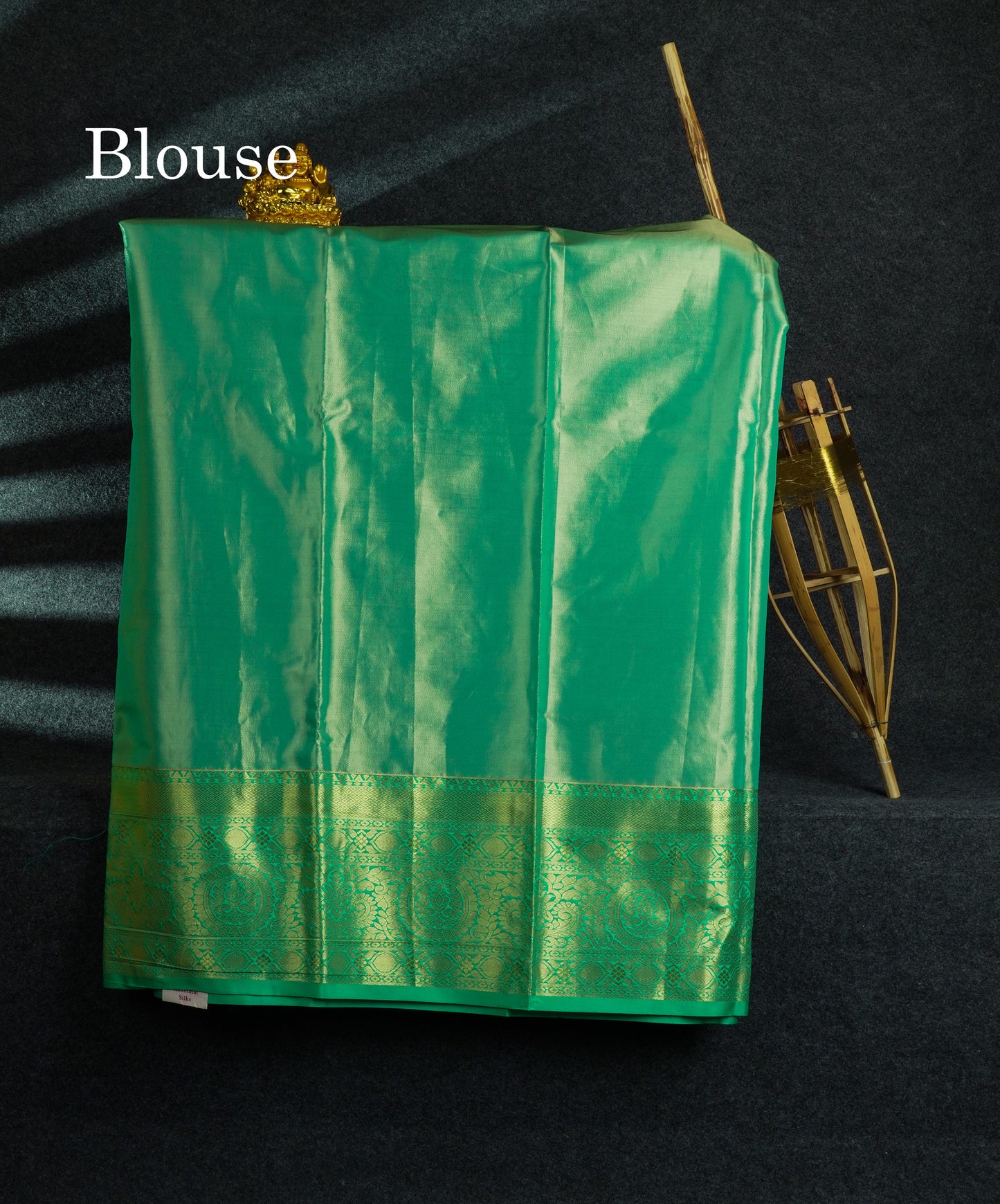 Semi Silk Pattu Pavadai (Baby Pink Tissue) With Rexsona Green Blouse 44"