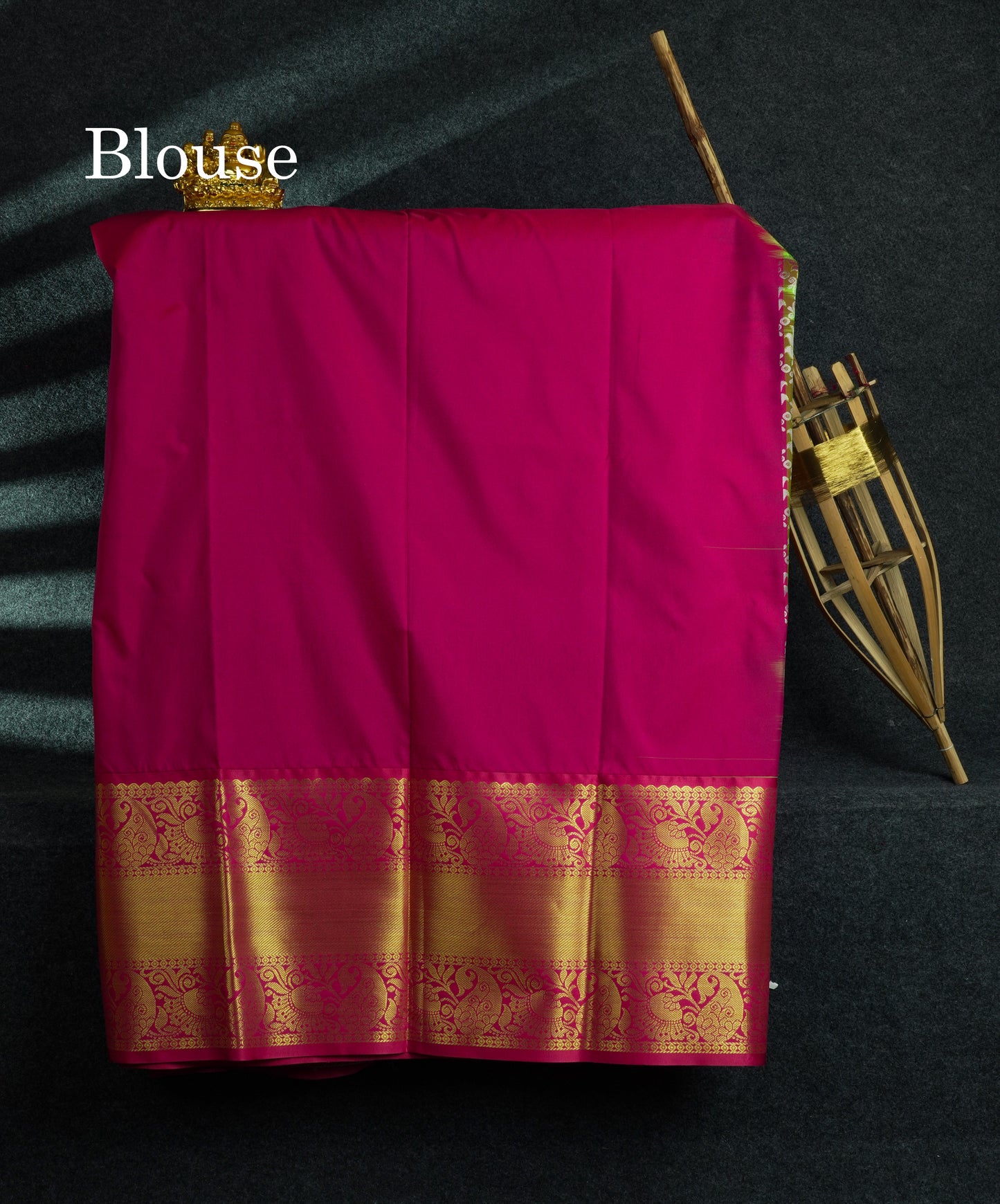 Semi Silk Pattu Pavadai ( Parrot Green ) With Pink Blouse  44"