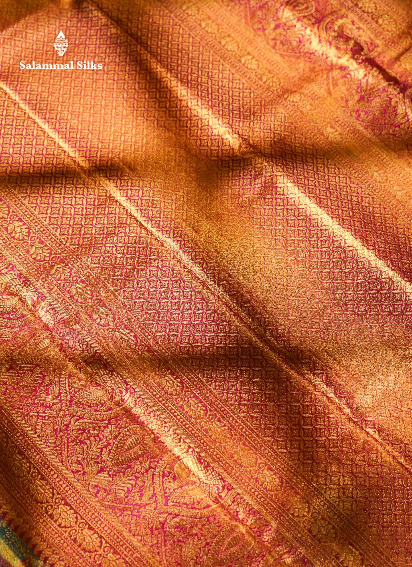 Beautiful Sapphire Green Tissue Meenakari Work Bridal Pure Kanjivaram Silk Saree With Contrast Vadamalli Fancy Border