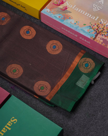 Maroon Beautiful SICO Cotton Saree With Green Border