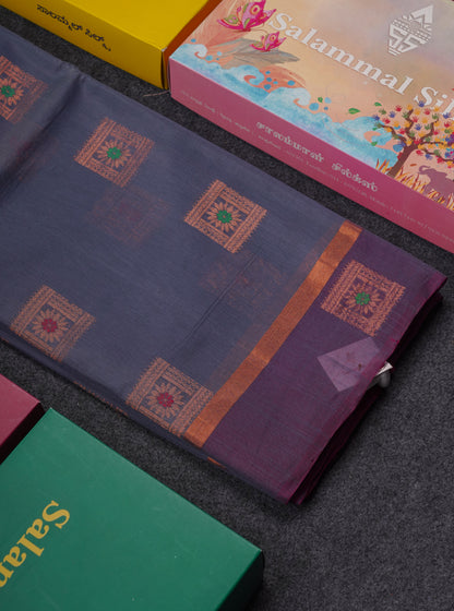 Beautiful Black Menakari Work SICO Cotton Saree With Contrast Magenta Border