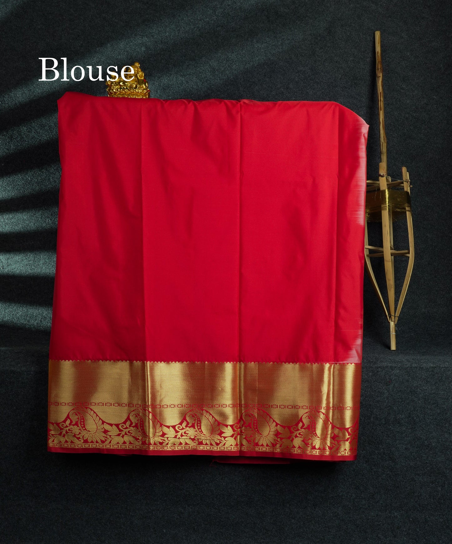 Semi Silk Pattu Pavadai (Peach Pink) With Red Blouse 44"