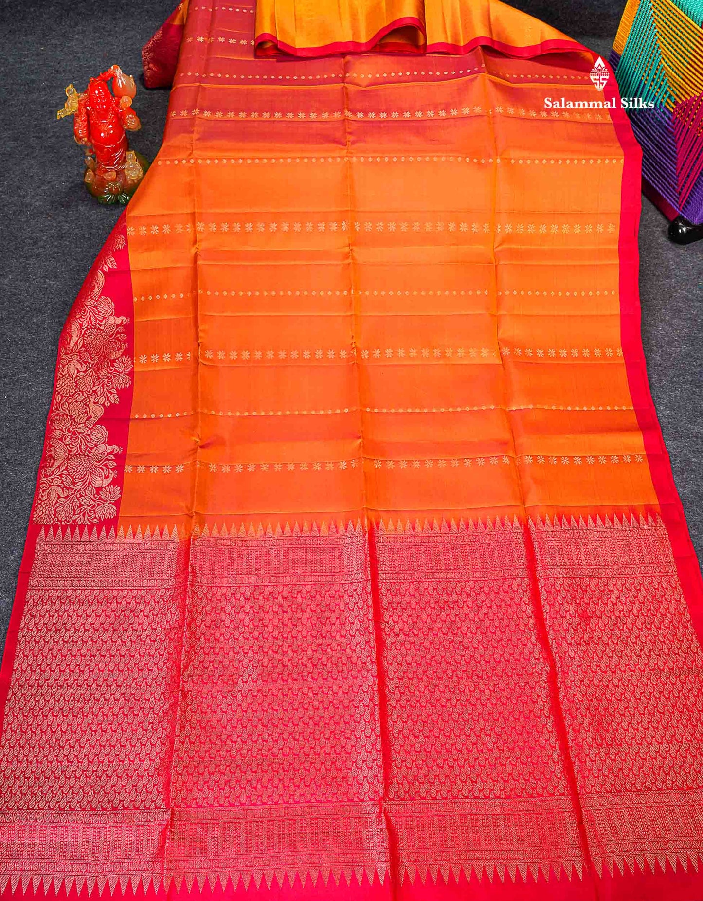 Pure Mix Soft Silk Saree - Dual Tone Orange Colour Body With Contrast Redish Pink Fancy Border