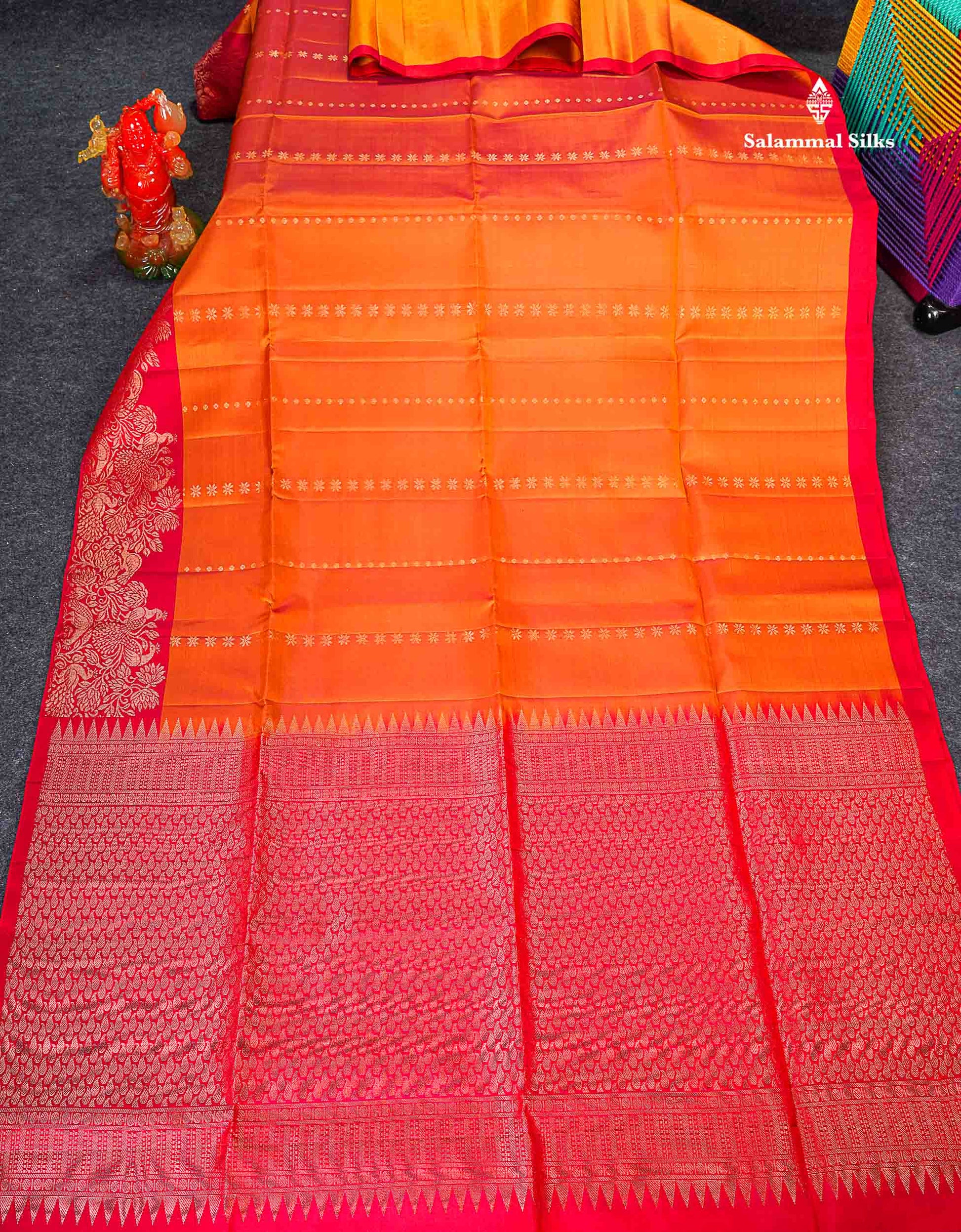 Pure Mix Soft Silk Saree - Dual Tone Orange Colour Body With Contrast Redish Pink Fancy Border