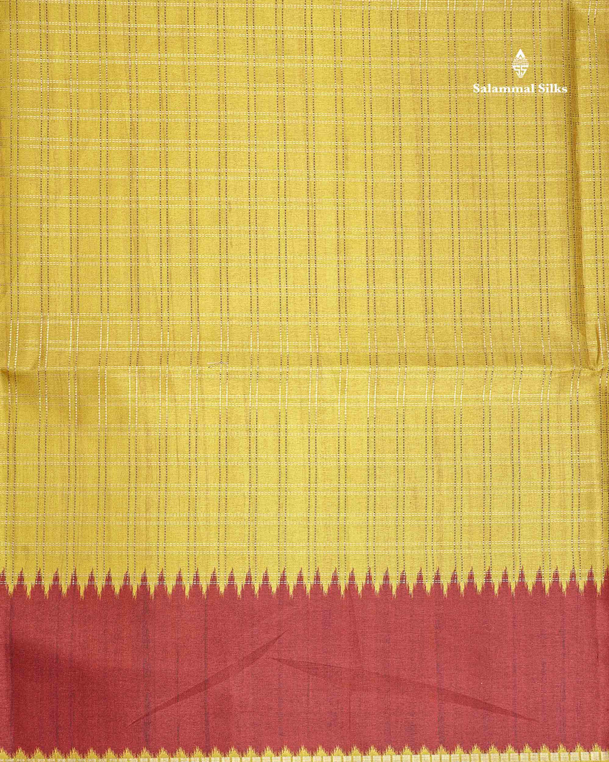 Semi Tussar Saree - Yellow Colour Body With Contrast Maroon Border
