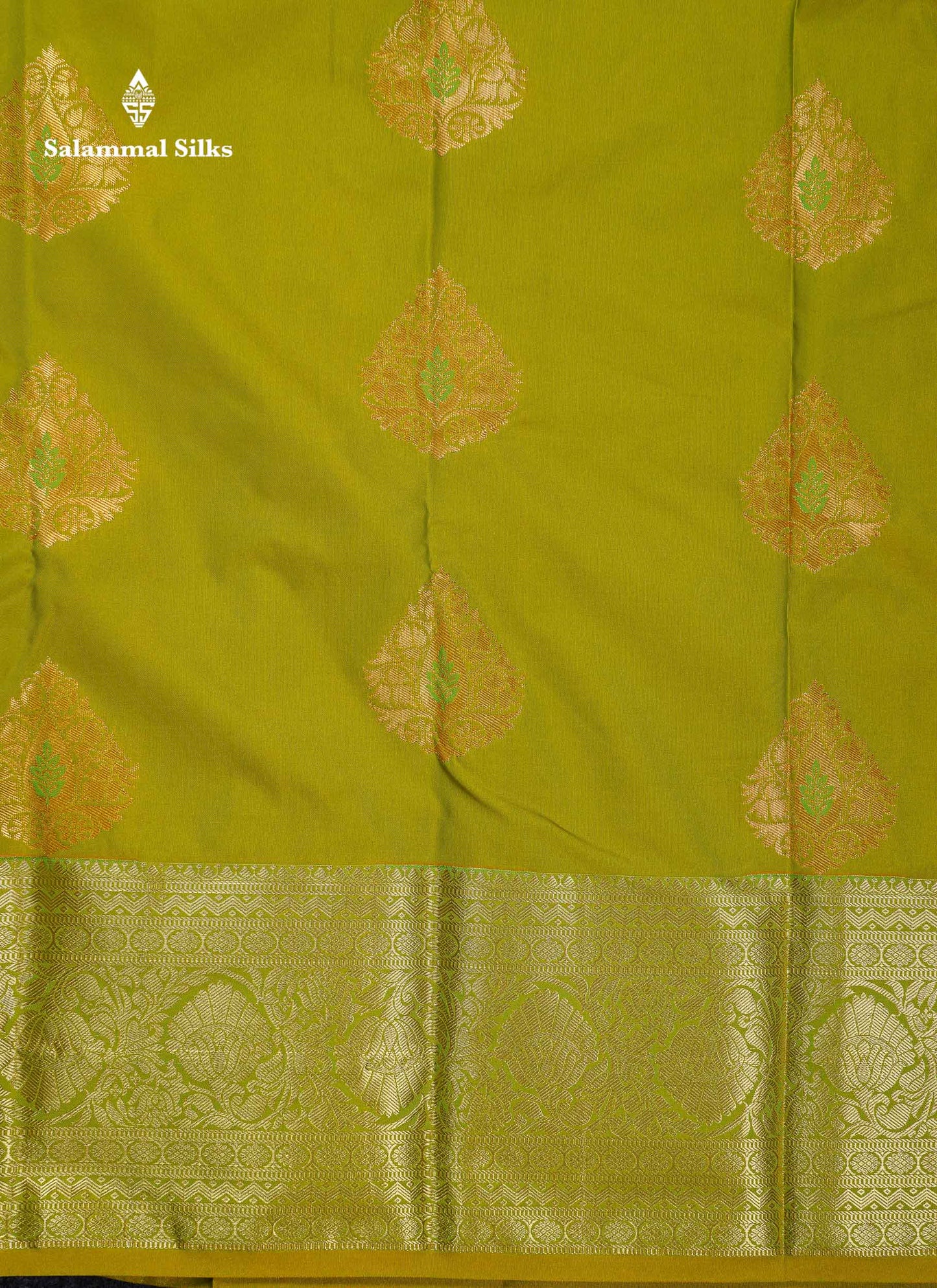 Beautiful Dual Tone Parrot Green Semi Silk Saree With Traditional Evening Morning Border