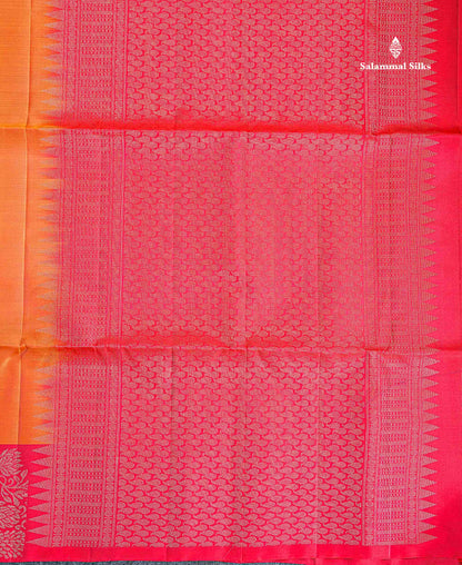 Pure Mix Soft Silk Saree - Dual Tone Orange Colour Body With Contrast Redish Pink Fancy Border