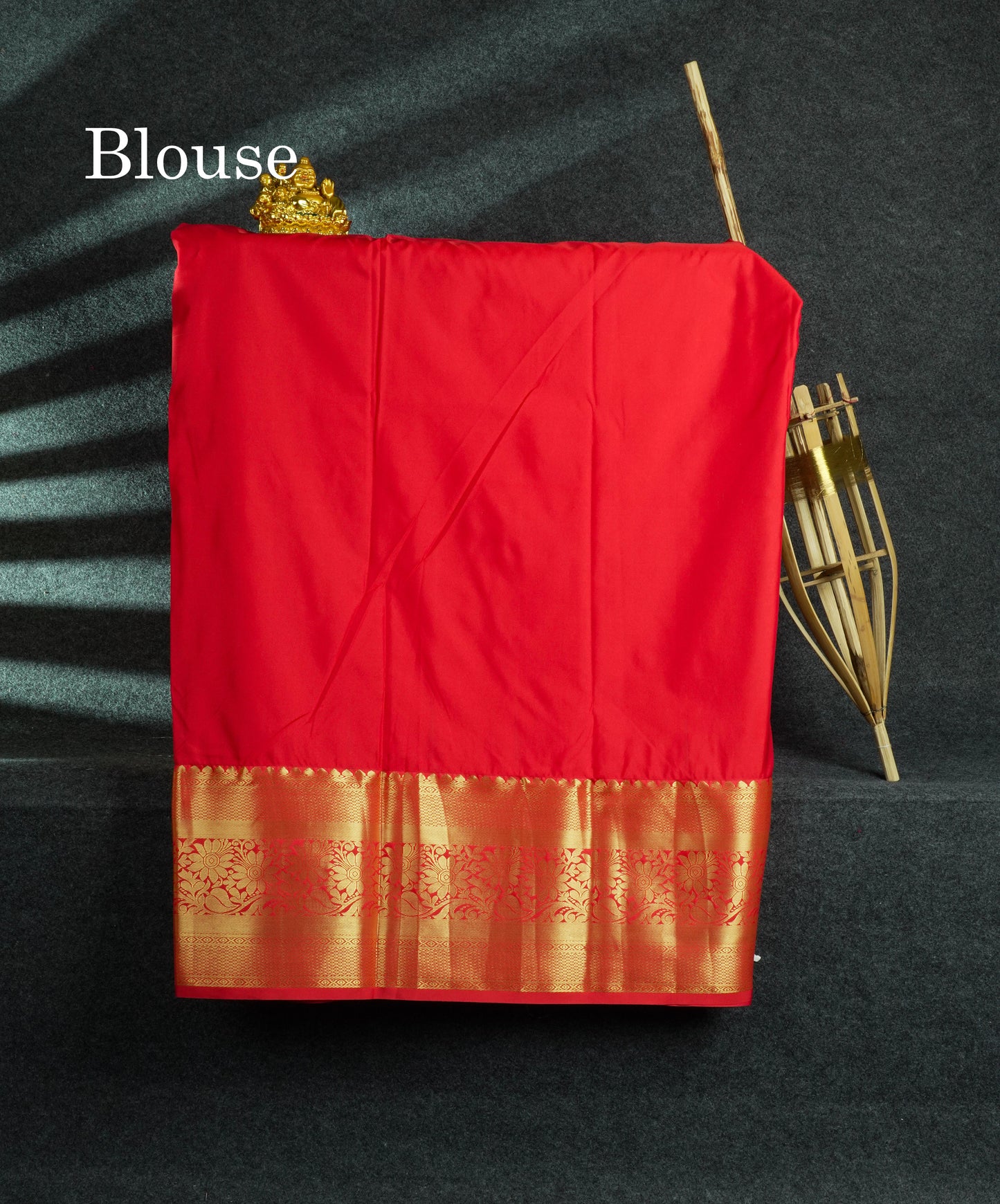Semi Silk Pattu Pavadai ( Parrot Green ) With Red Blouse  44"