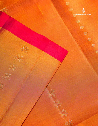 Pure Mix Soft Silk Saree - Dual Tone Orange Colour Body With Contrast Redish Pink Fancy Border