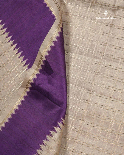 Semi Tussar Saree - Yellow Colour Body With Contrast Maroon Border