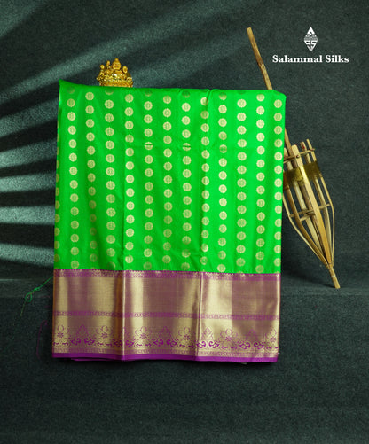 Semi Silk Pattu Pavadai (Green) With Violet Blouse 45 "