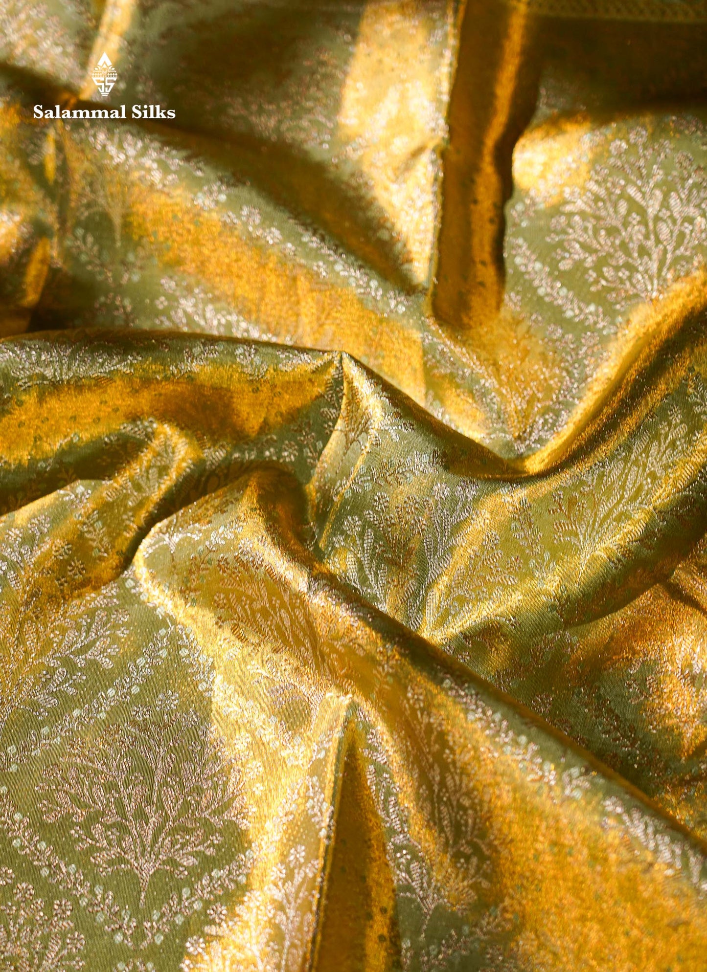 Beautiful Light Green Tissue Bridal Pure Kanjivaram Silk Saree With Contrast Moss Green Fancy Border
