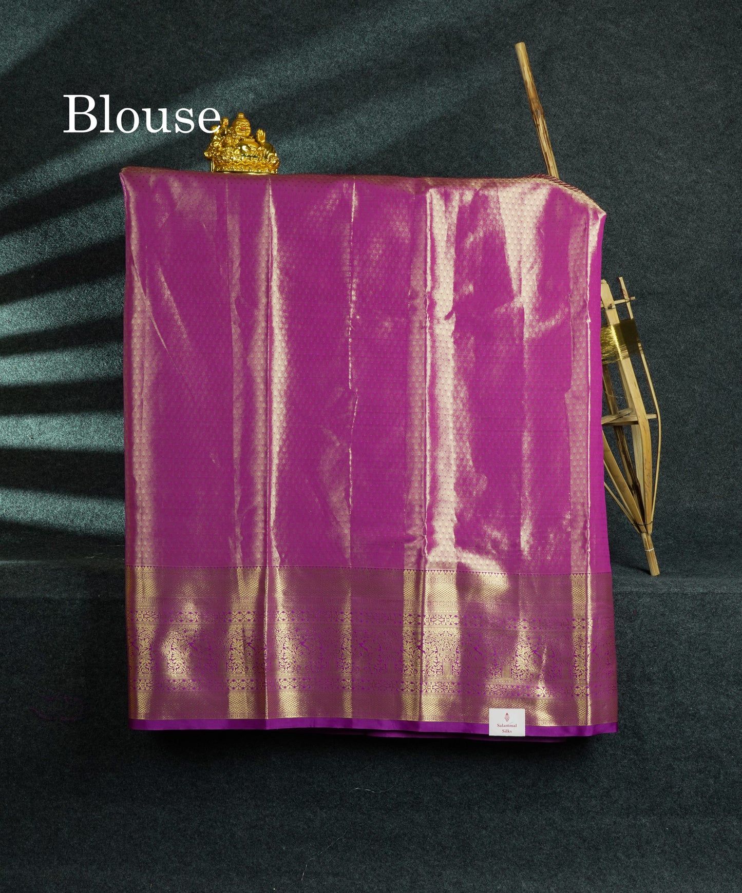 Semi Silk Pattu Pavadai (Peach Pink) With Purple Blouse 44"