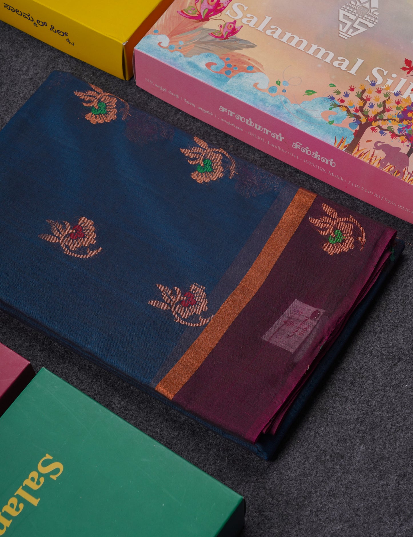 Olive Blue Beautiful SICO Cotton Saree With Violet Border