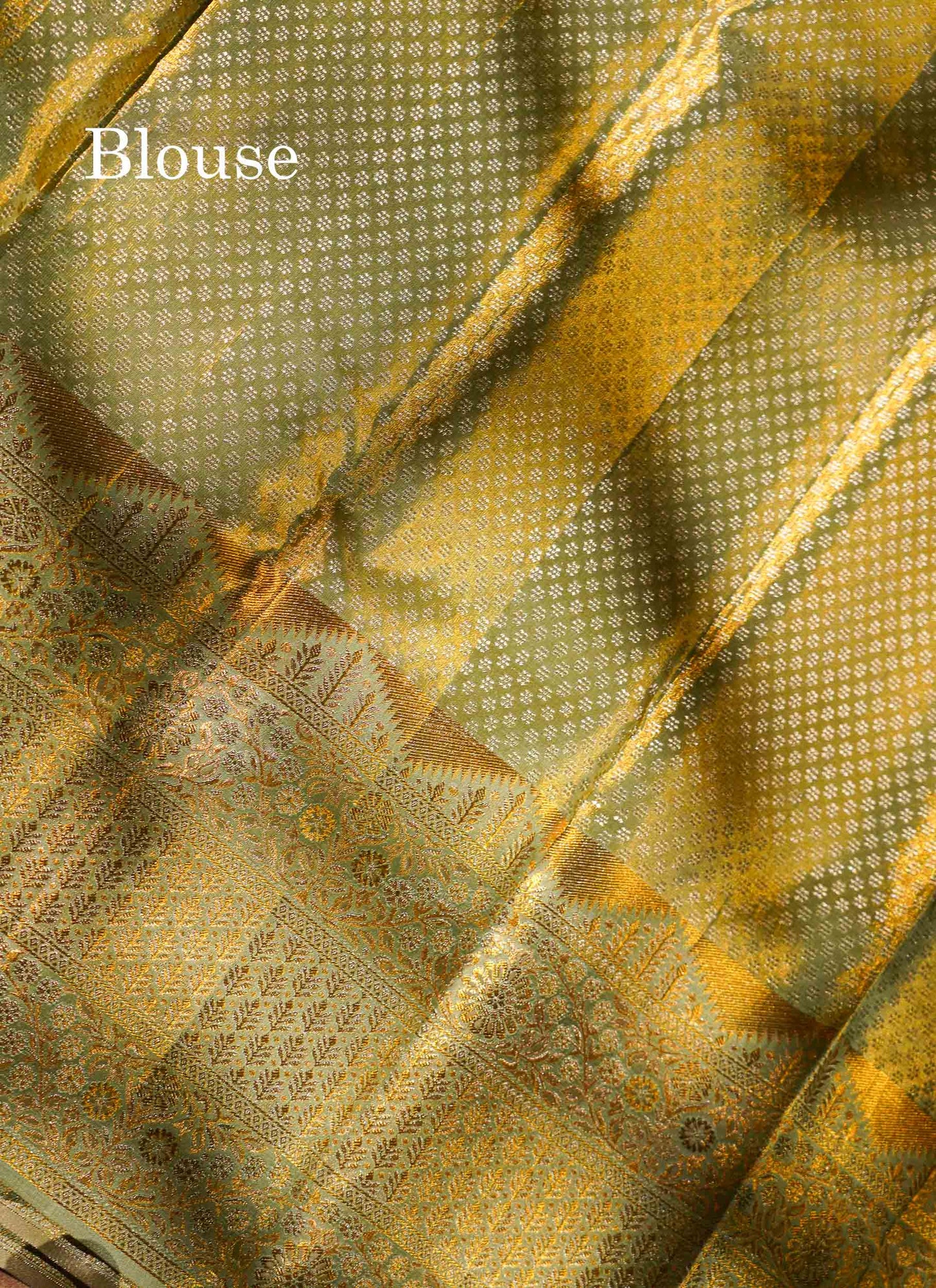 Beautiful Light Green Tissue Bridal Pure Kanjivaram Silk Saree With Contrast Moss Green Fancy Border