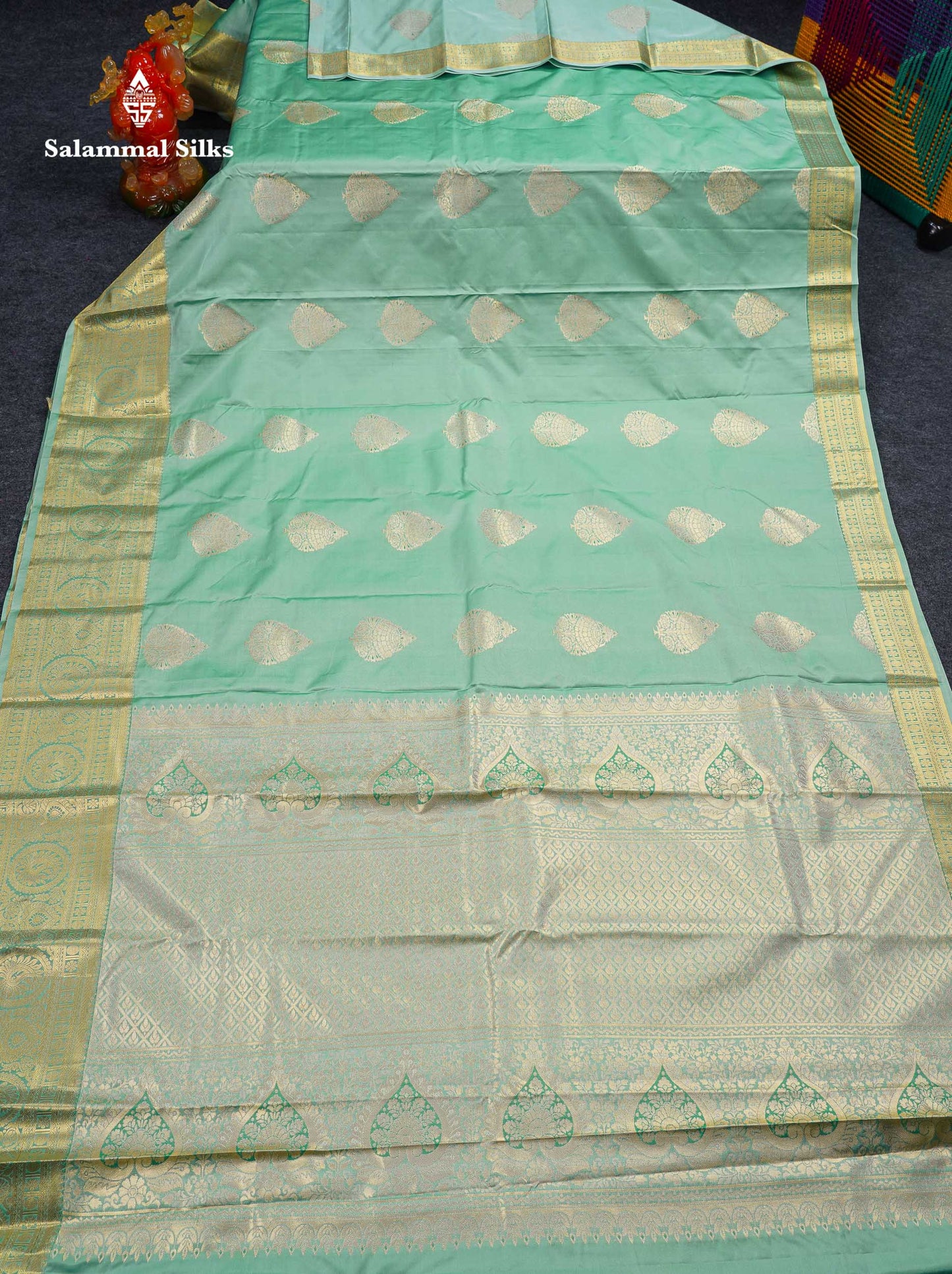 Beautiful Peach Semi Silk Saree With Traditional Evening Morning Border