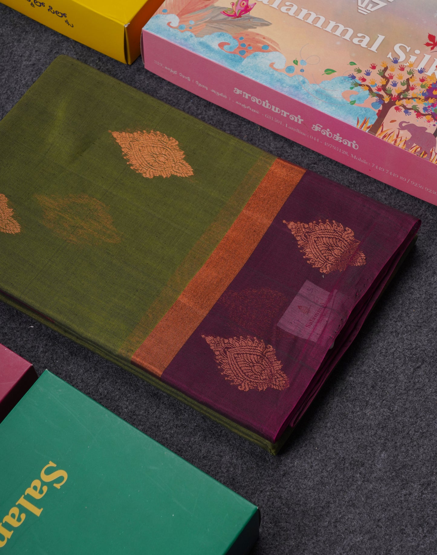 Green Beautiful SICO Cotton Saree With Violet Border