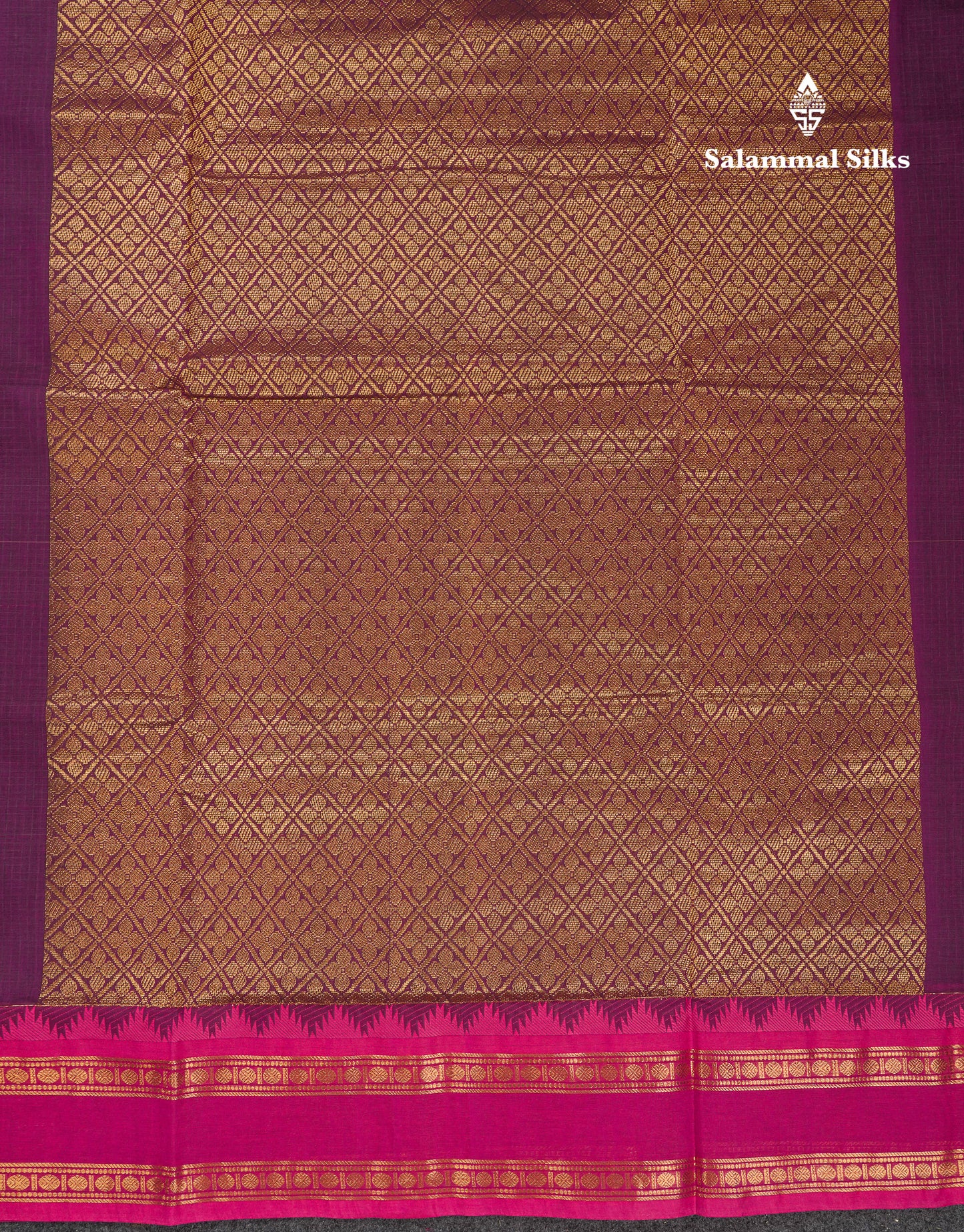 Beautiful Cream Sandal Small Checks Pure Cotton Saree With Contrast Brown Traditional Rettapet & Temple Border