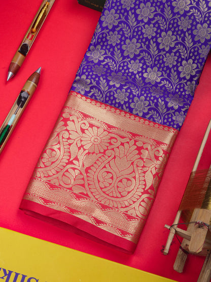 Semi Silk Pattu Pavadai ( Violet ) With Red Blouse 36"