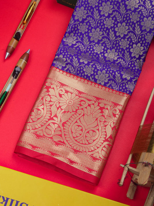 Semi Silk Pattu Pavadai ( Violet ) With Red Blouse 36"