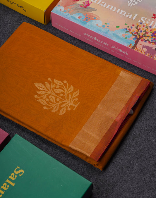 Mustard Yellow Beautiful SICO Cotton Saree With Violet Blouse