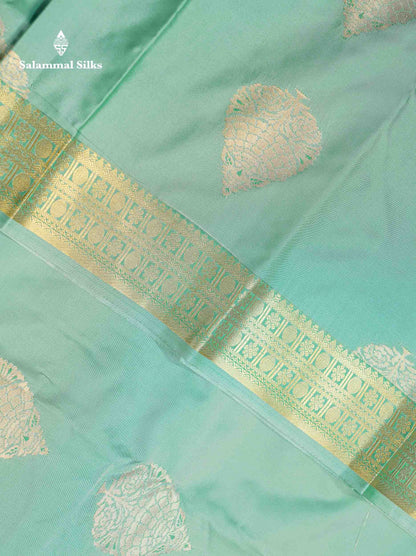 Beautiful Peach Semi Silk Saree With Traditional Evening Morning Border