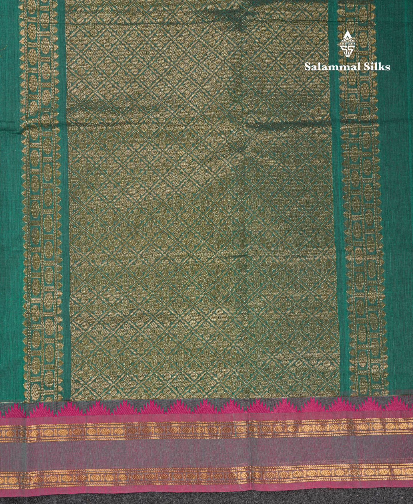 Beautiful Cream Sandal Small Checks Pure Cotton Saree With Contrast Brown Traditional Rettapet & Temple Border