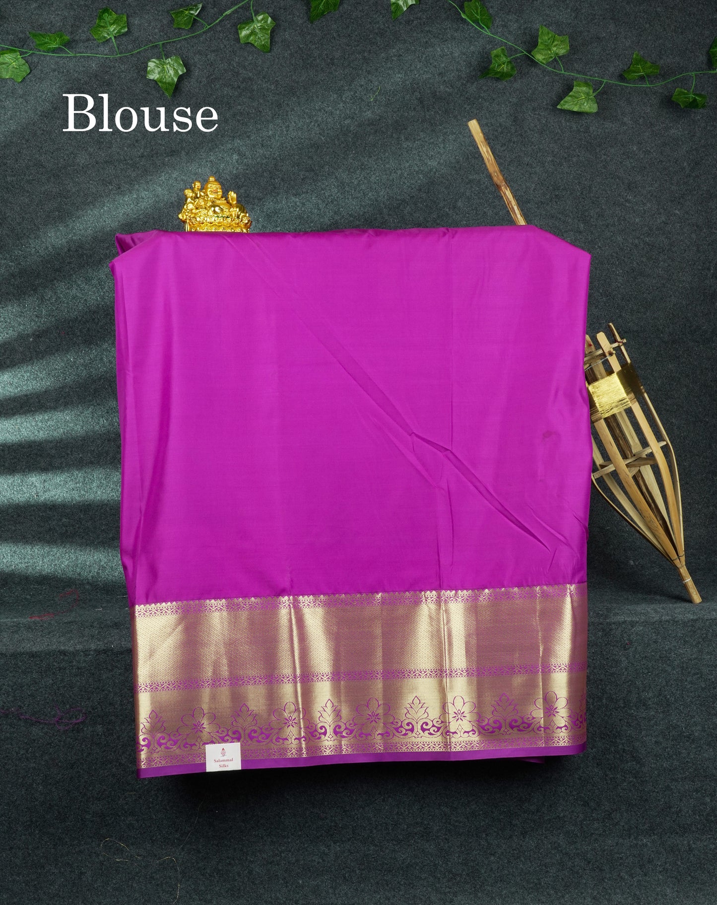 Semi Silk Pattu Pavadai (Parrot Green) With Purple Blouse 44"