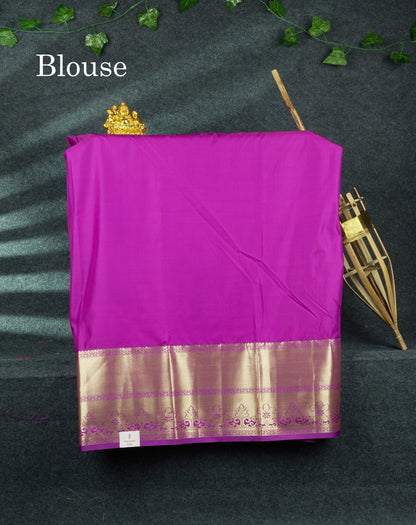 Semi Silk Pattu Pavadai (Parrot Green) With Purple Blouse 44"
