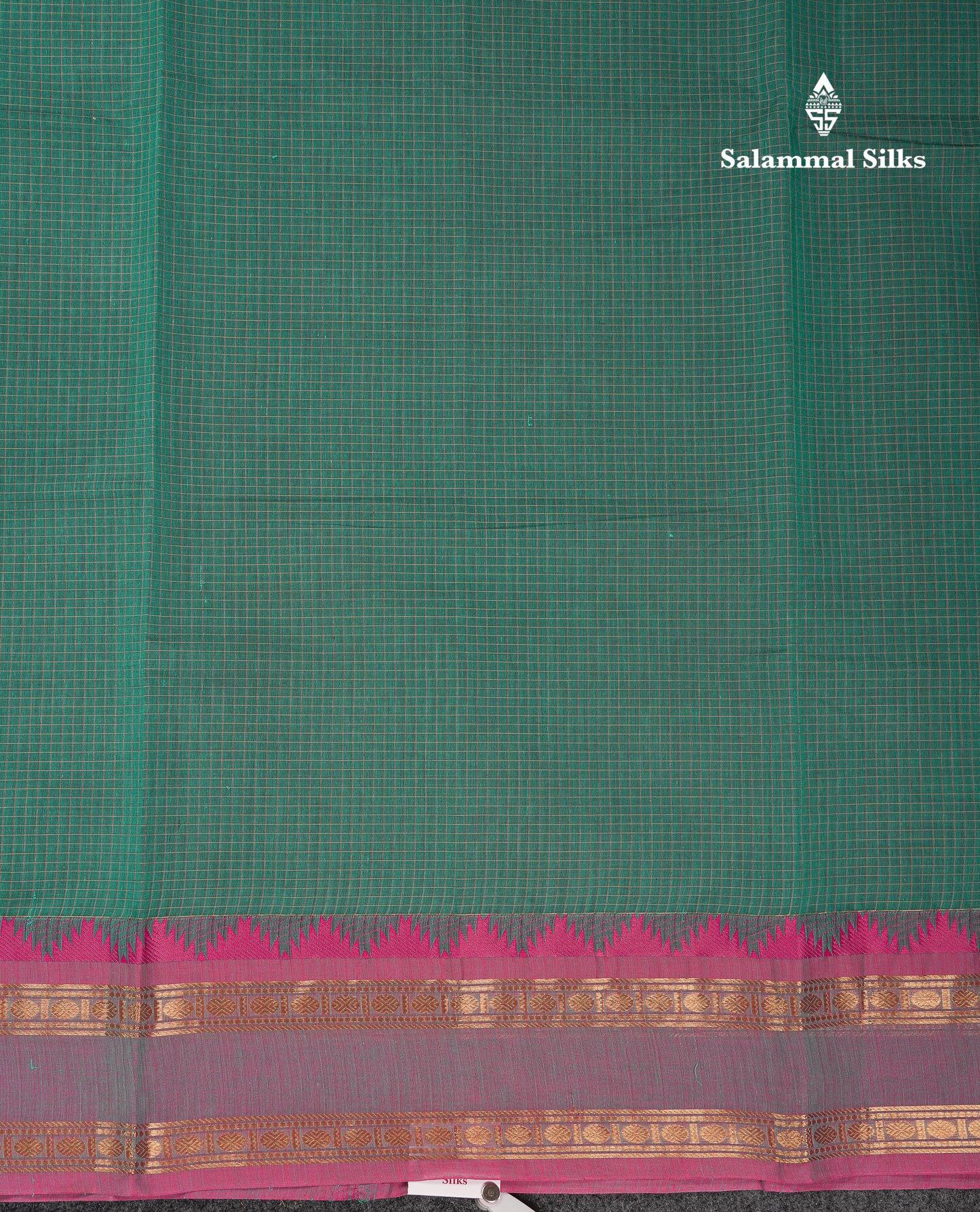 Beautiful Cream Sandal Small Checks Pure Cotton Saree With Contrast Brown Traditional Rettapet & Temple Border