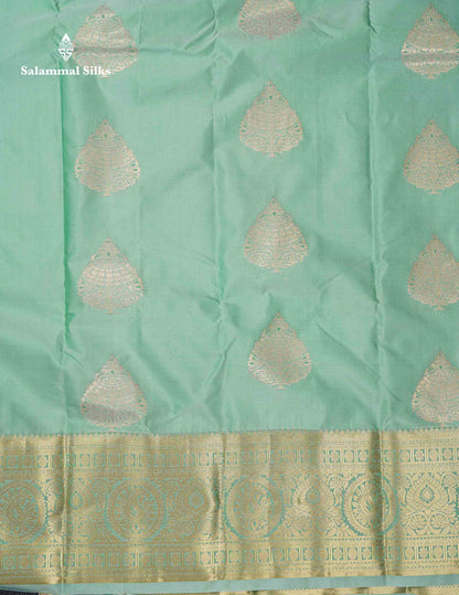 Beautiful Peach Semi Silk Saree With Traditional Evening Morning Border