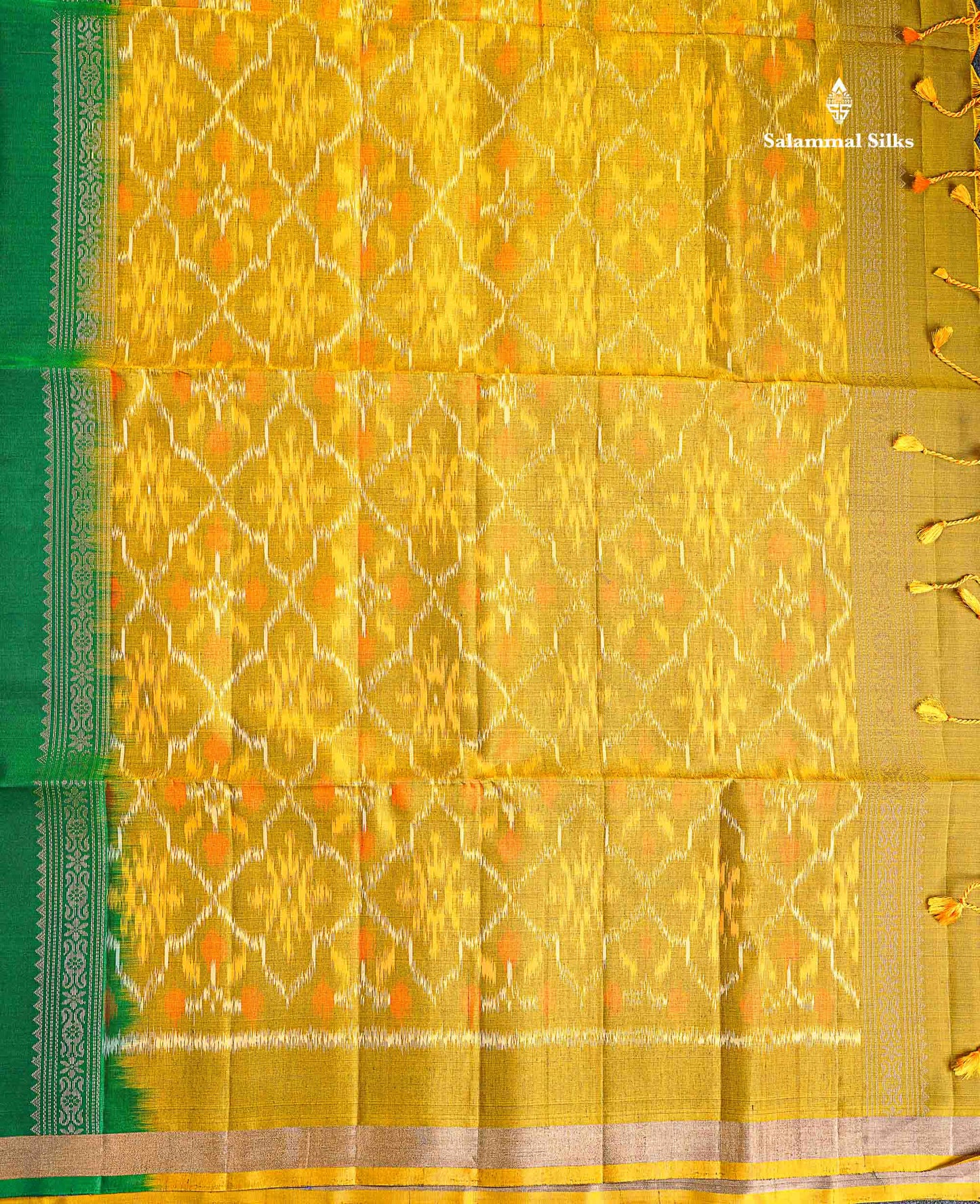 Pure Mix Soft Silk Saree - Bottle Green Colour Body With Contrast Mustard Yellow Blouse